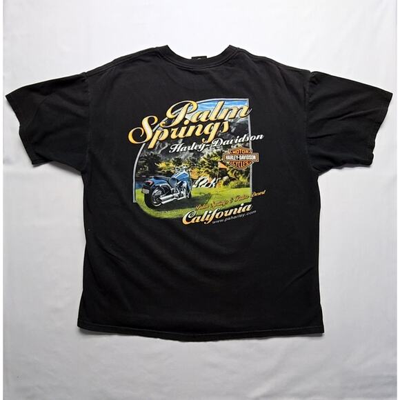 Vintage Harley Davidson Palm Springs Shirt Black Large Motorcycle Graphic Tee - Picture 1 of 11